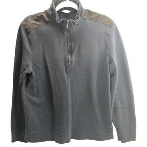 Calvin Klein Mens Large Navy Blue Sweater Pullover Knit Casual Quarter Zip GUC